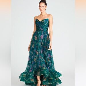 Theia Moira Strapless High Low Gown